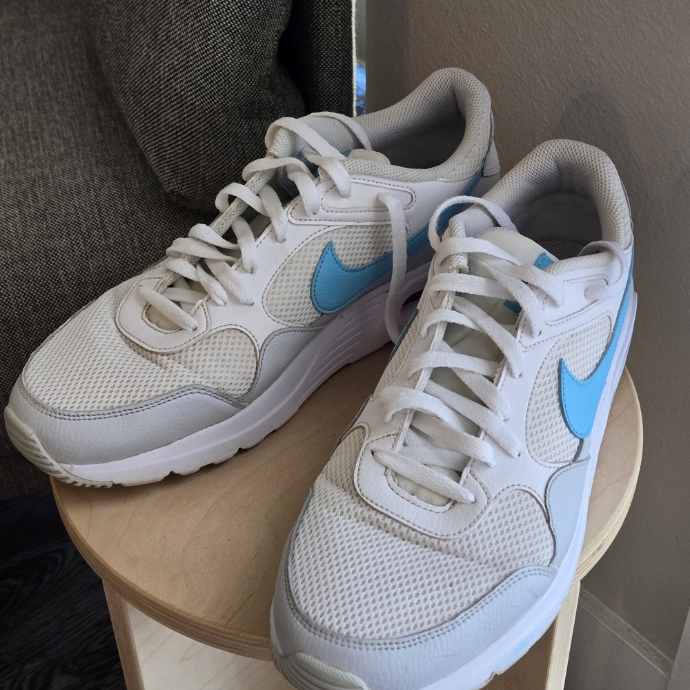Nike Men's White and Blue Sneakers